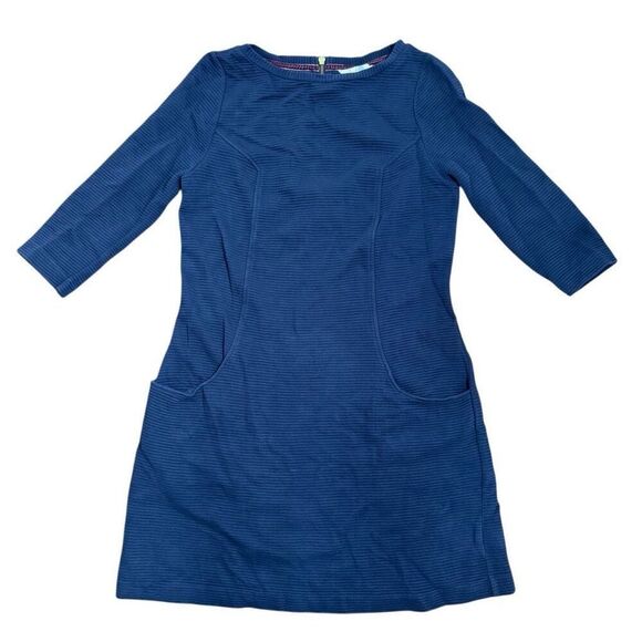 Boden Ottoman Dress Navy Ribbed Women’s Size 10R Pockets Zip Back - Picture 1 of 7